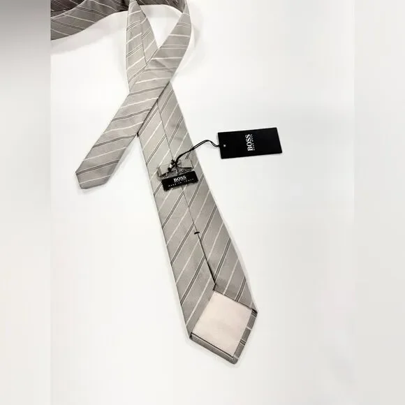 Hugo Boss Grey stripe tie NWT